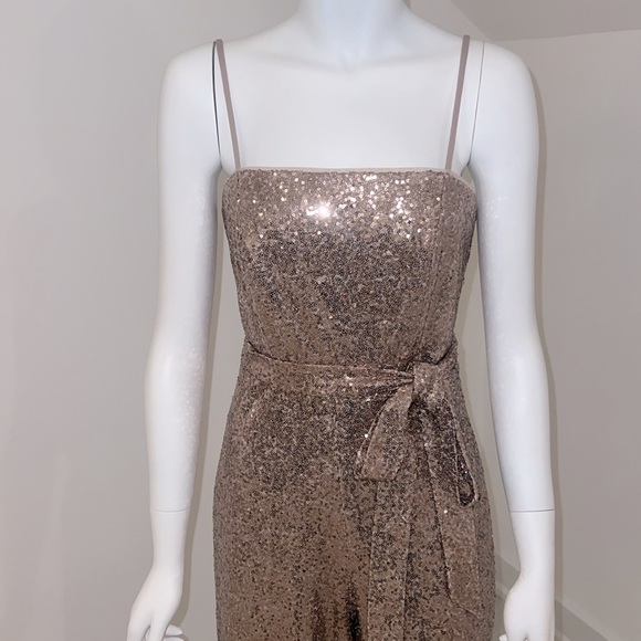 NWT SAMPLE SALE DESSY Size 8 Cinnamon Elle Sequin jumpsuit. Pristine Condition. - Picture 3 of 7